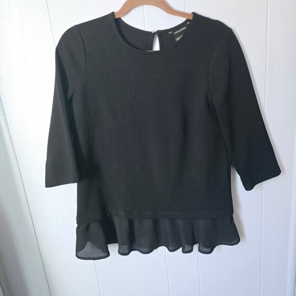 Jules & Leopold Black Ruffle Hem Blouse XS – Minimalist, Classic, Workwear - Picture 1 of 5